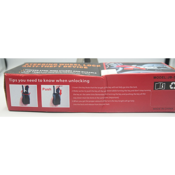 Universal Steering Wheel Lock Anti-Theft Device Red Steel Security Bar\ - Picture 2 of 4